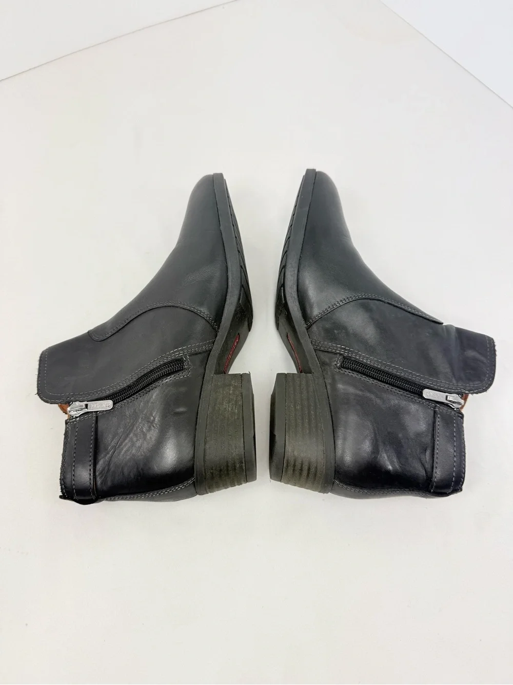 Pikolinos Black Leather Buckle Side Zip Chelsea Ankle Boots
